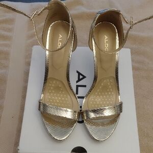 Aldo Metallic Gold Heeled Sandals